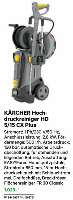 Lagerhaus KÄRCHER Hoch-druckreiniger HD 5/15 CX Plus Angebot