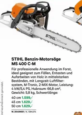 Lagerhaus STIHL Benzin-Motorsäge MS 400 C-M 40 cm Angebot