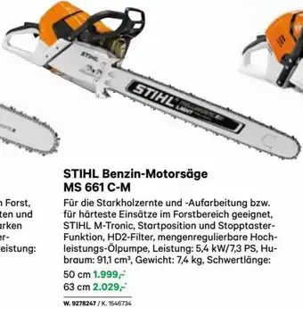 Lagerhaus STIHL Benzin-Motorsäge MS 661 C-M 50 cm Angebot