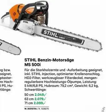 Lagerhaus STIHL Benzin-Motorsäge MS 500i 50 cm Angebot