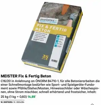 Lagerhaus MEISTER Fix & Fertig Beton 25 kg Angebot