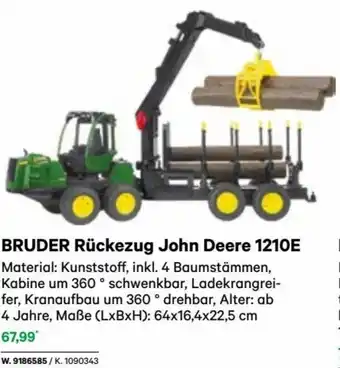 Lagerhaus BRUDER Rückezug John Deere 1210E Maße (LxBxH): 64x16,4x22,5 cm Angebot