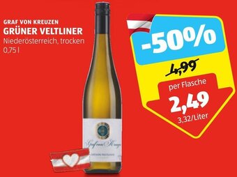 Hofer GRAF VON KREUZEN GRÜNER VELTLINER 0,75 l Angebot