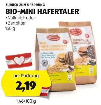 Hofer ZURÜCK ZUM URSPRUNG BIO-MINI HAFERTALER 150 g Angebot