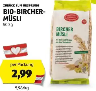 Hofer ZURÜCK ZUM URSPRUNG BIO-BIRCHER-MÜSLI 500 g Angebot