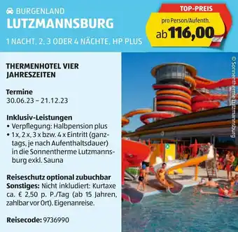 Hofer BURGENLAND LUTZMANNSBURG 1 NACHT, 2, 3 ODER 4 NÄCHTE, HP PLUS Angebot
