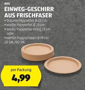 Hofer BBQ EINWEG-GESCHIRR AUS FRISCHFASER per Packung Angebot