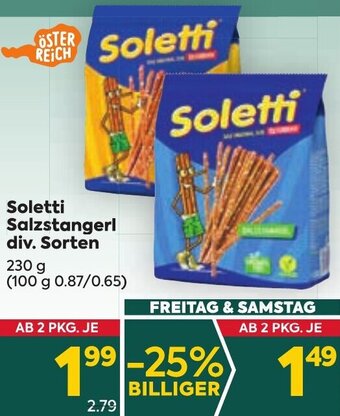 Billa Soletti Salzstangerl div. Sorten 230 g Angebot