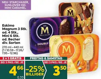 Billa Eskimo Magnum 3 Stk. od. 4 Stk., Mini 6 Stk. od. Becher div. Sorten 270 ml-440 ml Angebot