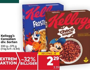Billa Kellogg's Cerealien div. Sorten 330 g- 375 g Angebot