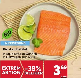Billa Bio-Lachsfilet in Aquakultur gewonnen in Norwegen, per 100 g Angebot