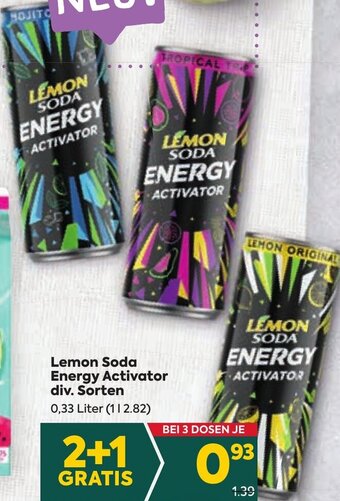 Billa Lemon Soda Energy Activator div. Sorten 0,33 Liter Angebot