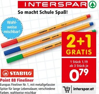 Interspar STABILO Point 88 Fineliner Angebot