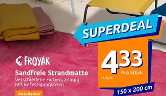 Action Sandfreie Strandmatte Verschiedene Farben, 2-lagig Mit Befestigungsösen 150 x 200 cm Angebot