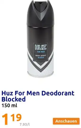 Action Huz For Men Deodorant Blocked 150 ml Angebot