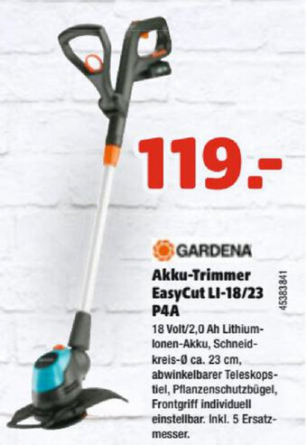 Hagebau Akku-Trimmer EasyCut LI-18/23 p4A Angebot