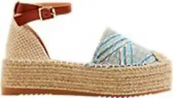 Deichmann Plateau sandalen in beige-blau mit bast-rand Angebot