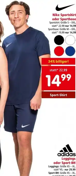 Interspar Nike Sportshirt oder Sporthose Sportshirt: Größe S - XXL Angebot