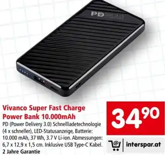 Interspar Vivanco Super Fast Charge Power Bank 10.000mAh Angebot