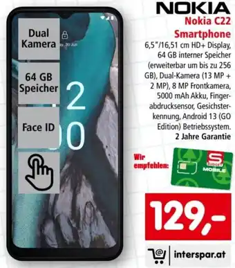 Interspar Nokia C22 Smartphone Angebot