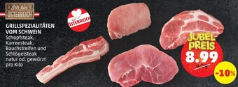 PENNY GRILLSPEZIALITÄTEN VOM SCHWEIN Schopfsteak, Karreesteak, Bauchstreifen und Schlögelsteak natur od. gewürzt pro Kilo Angebot