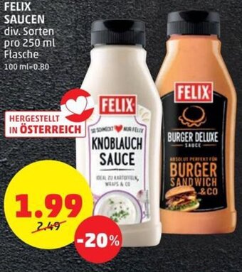 PENNY FELIX SAUCEN div. Sorten pro 250 ml Flasche Angebot