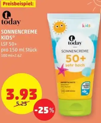 PENNY today SONNENCREME LSF 50+ pro 150 ml Stück Angebot