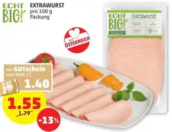 PENNY ECHT Bio EXTRAWURST pro 100 g Angebot