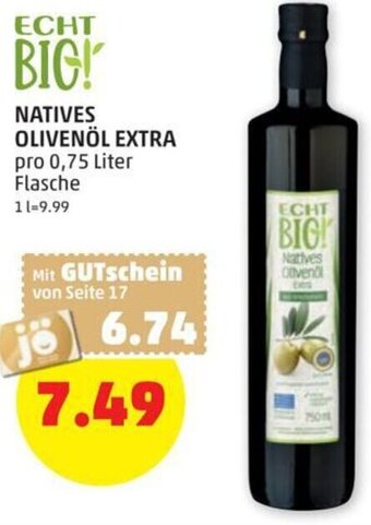PENNY NATIVES OLIVENÖL EXTRA pro 0,75 Liter Flasche Angebot