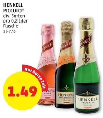 PENNY HENKELL PICCOLO* div. Sorten pro 0,2 Liter Angebot