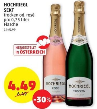 PENNY HOCHRIEGL SEKT trocken od. rosé pro 0,75 Liter Flasche Angebot