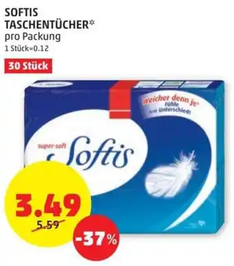PENNY SOFTIS TASCHENTÜCHER* pro Packung 30 Stück Angebot