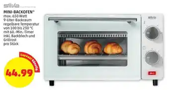 PENNY Silvahomeline MINI-BACKOFEN* max. 650 Watt 9-Liter pro Stück Angebot