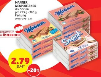 PENNY MANNER NEAPOLITANER div. Sorten pro 225 g-300 g Packung Angebot