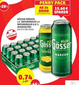 GÖSSER MÄRZEN od. NATURRADLER od. NATURRADLER 0,0 % ALKOHOLFREI pro 0,5 Liter Dose