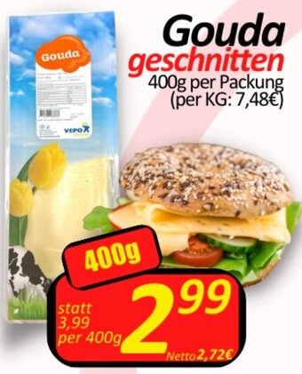 Wurstico Gouda geschnitten 400g per Packung Angebot