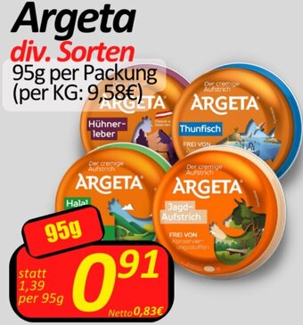 Wurstico Argeta div. Sorten 95g per Packung Angebot