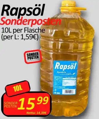 Wurstico Rapsöl SONDERPOSTEN 10L per Flasche 10L Angebot