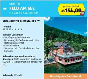 Hofer Reisen KÄRNTEN FELD AM SEE 2, 3, 4 ODER 7 NÄCHTE, HP Angebot