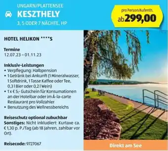 Hofer Reisen UNGARN/PLATTENSEE KESZTHELY 3, 5 ODER 7 NÄCHTE, HP Angebot