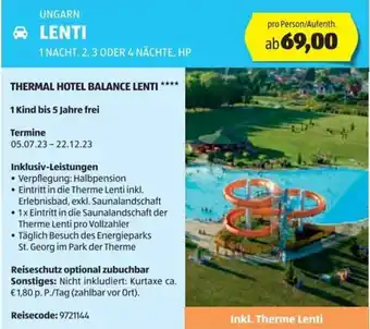 Hofer Reisen UNGARN LENTI 1 NACHT, 2, 3 ODER 4 NÄCHTE, HP Angebot