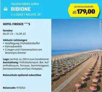 Hofer Reisen ITALIEN/OBERE ADRIA BIBIONE 3,4 ODER 7 NÄCHTE, ÜF Angebot