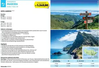 Hofer Reisen WANDERREISE MADEIRA 8 BZW. 9 TAGE, HP Angebot