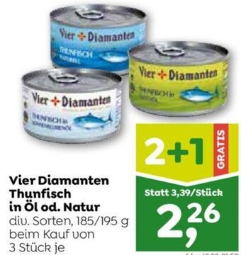 ADEG Vier Diamanten Thunfisch in Öl od. Natur diu. Sorten, 185/195 g beim Kauf von 3 Stück je Angebot