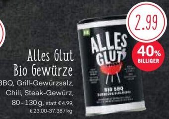 MPreis Alles Glut Bio Gewürze BBQ, Grill-Gewürzsalz, Chili, Steak-Gewürz, 80-130 g Angebot