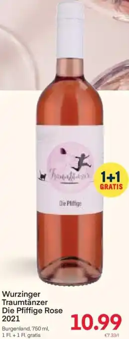 MPreis Wurzinger Traumtänzer Die Pfiffige Rose 2021 Burgenland, 750 ml, 1 Fl. + 1 Fl. gratis Angebot