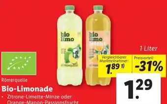Lidl Römerquelle Bio-Limonade 1 Liter Angebot