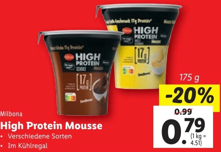Milbona High Protein Mousse 175 g Angebot bei Lidl