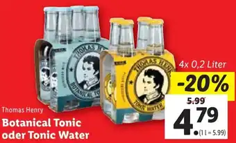 Lidl Thomas Henry Botanical Tonic oder Tonic Water 4x 0,2 Liter Angebot