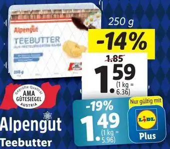Lidl Alpengut Teebutter 250 g Angebot